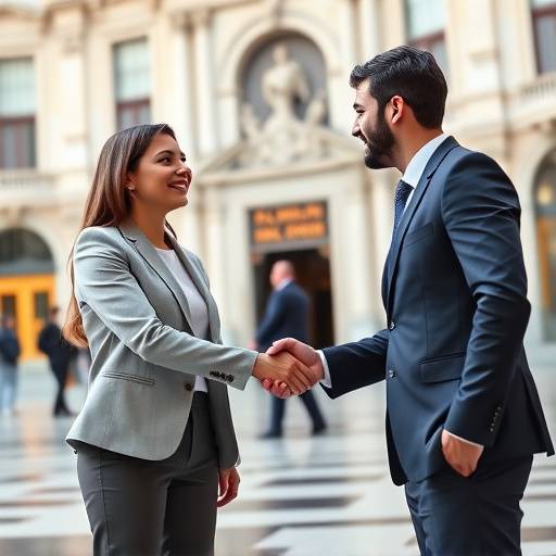 Due professionisti che si stringono la mano dopo una negoziazione di successo a Milano