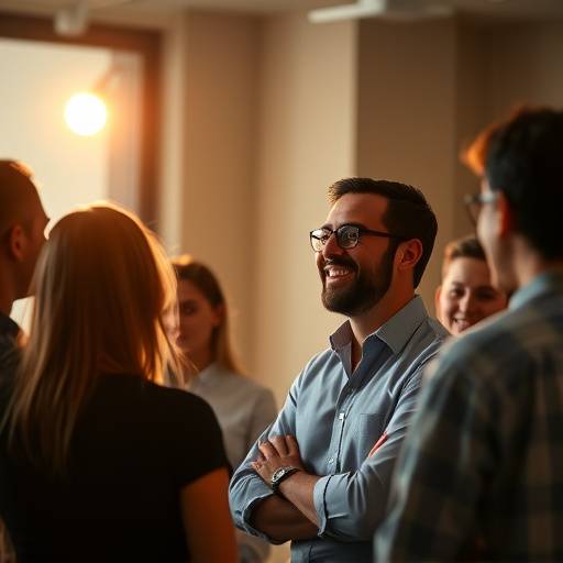 Un leader che ispira il suo team durante una presentazione